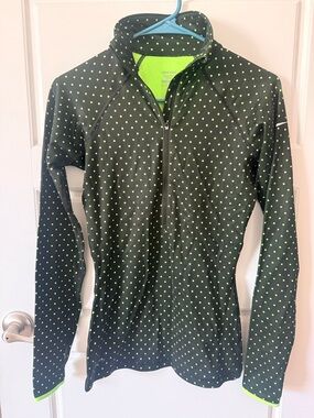 Nike Black Half-Zip Pullover with Neon Green Polka Dots